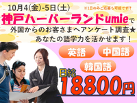 高日給！！10/4(金)・10/5(土)限定☆1日のみでもOK! 外国語からのお客様にアンケート調査★あなたの語学力を生かせます。の詳細画像